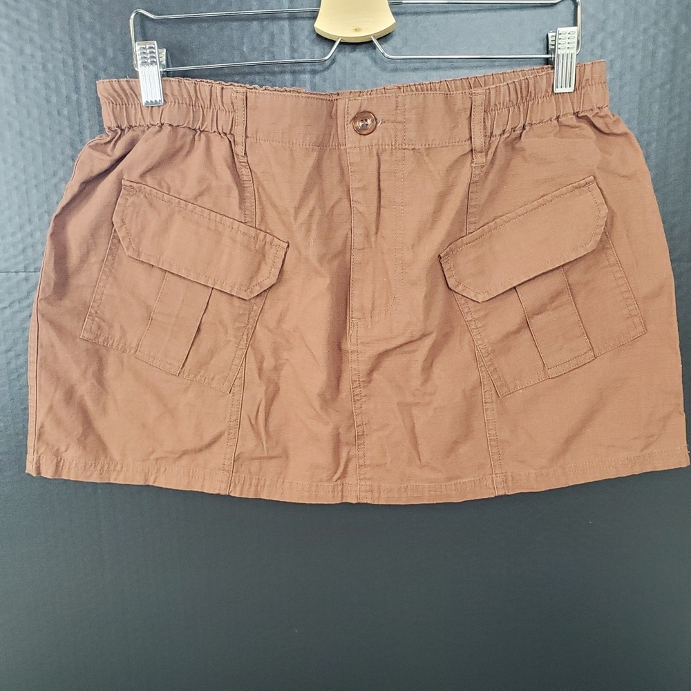 Justify Cargo Mini Skirt XL Rootbeer Brown Rip Stop Y2K Hip Hop‎ Streetwear